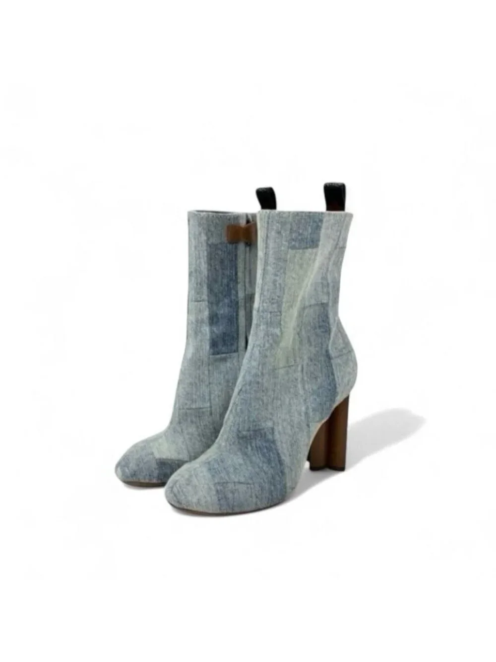 Louis Vuitton Silhouette Line Boots Short Shoes Denim Light Blue Brown - Picture 2 of 10